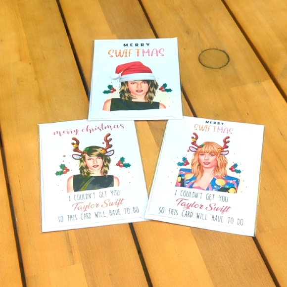 3 Taylor Swift Merry Swiftmas Blank Greeting Cards - New - Picture 1 of 4